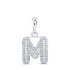 Dazzling Diamond Initial & Letter Pendant | 10kt White Gold Womens Baguette Diamond M Initial Necklace 3/8 Cttw | Splendid Jewellery - Splendid Jewellery