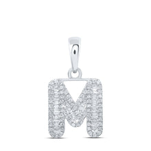 Load image into Gallery viewer, Dazzling Diamond Initial &amp; Letter Pendant | 10kt White Gold Womens Baguette Diamond M Initial Necklace 3/8 Cttw | Splendid Jewellery - Splendid Jewellery