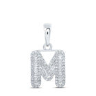 Dazzling Diamond Initial & Letter Pendant | 10kt White Gold Womens Baguette Diamond M Initial Necklace 3/8 Cttw | Splendid Jewellery - Splendid Jewellery