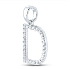 Dazzling Diamond Initial Pendant - 10kt White Gold Round Diamond D Initial Letter Pendant 1/4 Cttw - Splendid Jewellery