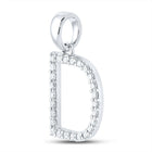 Dazzling Diamond Initial Pendant - 10kt White Gold Round Diamond D Initial Letter Pendant 1/4 Cttw - Splendid Jewellery