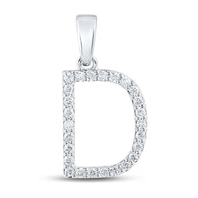 Load image into Gallery viewer, Dazzling Diamond Initial Pendant - 10kt White Gold Round Diamond D Initial Letter Pendant 1/4 Cttw - Splendid Jewellery