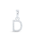 Dazzling Diamond Initial Pendant - 10kt White Gold Round Diamond D Pendant 1/20 Cttw - Splendid Jewellery