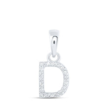Load image into Gallery viewer, Dazzling Diamond Initial Pendant - 10kt White Gold Round Diamond D Pendant 1/20 Cttw - Splendid Jewellery