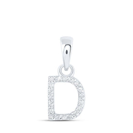 Dazzling Diamond Initial Pendant - 10kt White Gold Round Diamond D Pendant 1/20 Cttw - Splendid Jewellery