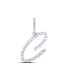 Dazzling Diamond Initial Pendant - 10kt White Gold Womens Round Diamond C Initial Letter Pendant 1/6 Cttw - Splendid Jewellery