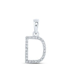 Dazzling Diamond Initial Pendant | 10kt White Gold Womens Round Diamond D Initial Letter Pendant 1/10 Cttw | Splendid Jewellery - Splendid Jewellery