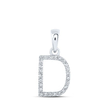 Load image into Gallery viewer, Dazzling Diamond Initial Pendant | 10kt White Gold Womens Round Diamond D Initial Letter Pendant 1/10 Cttw | Splendid Jewellery - Splendid Jewellery