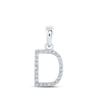 Dazzling Diamond Initial Pendant | 10kt White Gold Womens Round Diamond D Initial Letter Pendant 1/10 Cttw | Splendid Jewellery - Splendid Jewellery