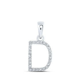 Dazzling Diamond Initial Pendant | 10kt White Gold Womens Round Diamond D Initial Letter Pendant 1/10 Cttw | Splendid Jewellery - Splendid Jewellery