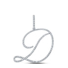 Dazzling Diamond Initial Pendant | 10kt White Gold Womens Round Diamond D Initial Letter Pendant 5/8 Cttw | Splendid Jewellery - Splendid Jewellery
