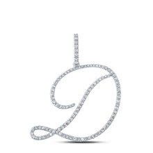 Load image into Gallery viewer, Dazzling Diamond Initial Pendant | 10kt White Gold Womens Round Diamond D Initial Letter Pendant 5/8 Cttw | Splendid Jewellery - Splendid Jewellery