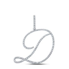 Dazzling Diamond Initial Pendant | 10kt White Gold Womens Round Diamond D Initial Letter Pendant 5/8 Cttw | Splendid Jewellery - Splendid Jewellery