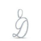 Dazzling Diamond Initial Pendant | 10kt White Gold Womens Round Diamond D Initial Letter Pendant 5/8 Cttw | Splendid Jewellery - Splendid Jewellery