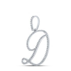 Dazzling Diamond Initial Pendant | 10kt White Gold Womens Round Diamond D Initial Letter Pendant 5/8 Cttw | Splendid Jewellery - Splendid Jewellery