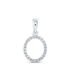 Dazzling Diamond Initial Pendant: 10kt White Gold Womens Round Diamond O Initial Letter Pendant 1/10 Cttw - Splendid Jewellery