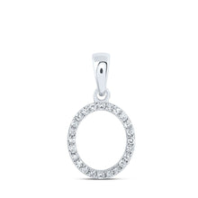 Load image into Gallery viewer, Dazzling Diamond Initial Pendant: 10kt White Gold Womens Round Diamond O Initial Letter Pendant 1/10 Cttw - Splendid Jewellery