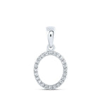 Dazzling Diamond Initial Pendant: 10kt White Gold Womens Round Diamond O Initial Letter Pendant 1/10 Cttw - Splendid Jewellery