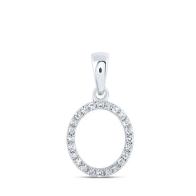 Dazzling Diamond Initial Pendant: 10kt White Gold Womens Round Diamond O Initial Letter Pendant 1/10 Cttw - Splendid Jewellery