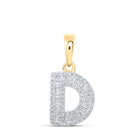 Dazzling Diamond Initial Pendant - 10kt Yellow Gold Baguette Diamond D Initial Letter Pendant 1/3 Cttw - Splendid Jewellery