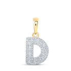 Dazzling Diamond Initial Pendant - 10kt Yellow Gold Baguette Diamond D Initial Letter Pendant 1/3 Cttw - Splendid Jewellery