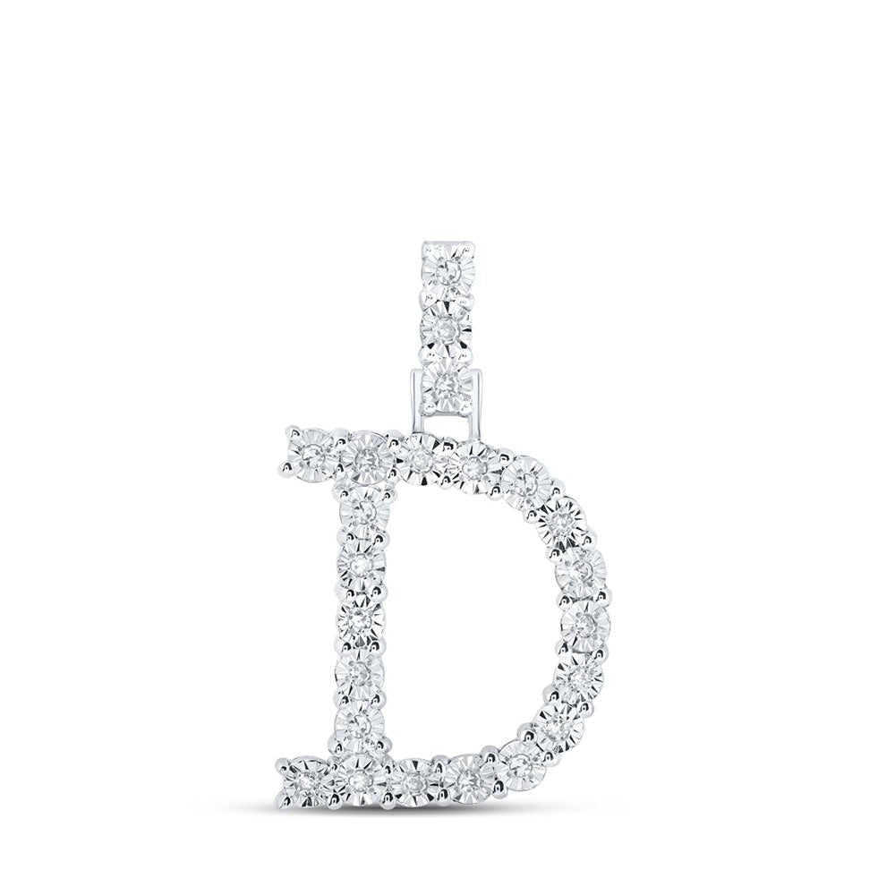 Dazzling Diamond Initial Pendant in 10kt White Gold | Elegant Letter "D" Pendant with Sparkling Diamonds - Splendid Jewellery