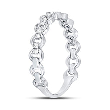 Load image into Gallery viewer, Dazzling Diamond Link Stackable Band Ring | 10kt White Gold Womens Round Diamond Stackable Band Ring 1/8 Cttw - Splendid Jewellery