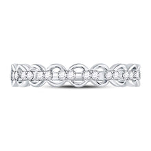 Load image into Gallery viewer, Dazzling Diamond Link Stackable Band Ring | 10kt White Gold Womens Round Diamond Stackable Band Ring 1/8 Cttw Front View from Splendid Jewellery