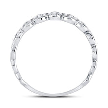Load image into Gallery viewer, Dazzling Diamond Link Stackable Band Ring | 10kt White Gold Womens Round Diamond Stackable Band Ring 1/8 Cttw Side View from Splendid Jewellery