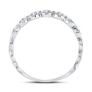 Dazzling Diamond Link Stackable Band Ring | 10kt White Gold Womens Round Diamond Stackable Band Ring 1/8 Cttw - Splendid Jewellery