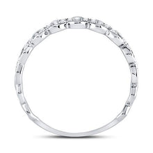 Load image into Gallery viewer, Dazzling Diamond Link Stackable Band Ring | 10kt White Gold Womens Round Diamond Stackable Band Ring 1/8 Cttw Top View from Splendid Jewellery