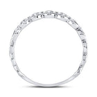 Dazzling Diamond Link Stackable Band Ring | 10kt White Gold Womens Round Diamond Stackable Band Ring 1/8 Cttw Top View from Splendid Jewellery