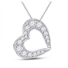 Dazzling Diamond Love Affair Pendant | 10kt White Gold Womens Round Diamond Outline Heart Pendant 1/6 Cttw | Splendid Jewellery - Splendid Jewellery