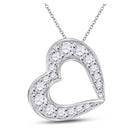 Dazzling Diamond Love Affair Pendant | 10kt White Gold Womens Round Diamond Outline Heart Pendant 1/6 Cttw | Splendid Jewellery - Splendid Jewellery