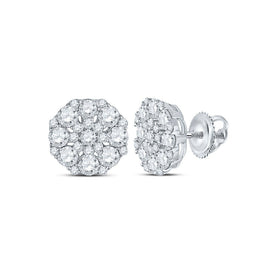 Dazzling Diamond Octagon Cluster Earrings - Splendid Jewellery