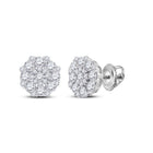 Dazzling Diamond Octagon Cluster Earrings in 14kt White Gold - Splendid Jewellery