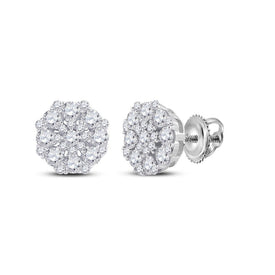 Dazzling Diamond Octagon Cluster Earrings in 14kt White Gold - Splendid Jewellery