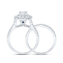 Load image into Gallery viewer, Dazzling Diamond Princess Halo Bridal Wedding Ring Set - 2 Carat Total Weight - Side View