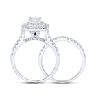 Dazzling Diamond Princess Halo Bridal Wedding Ring Set - 2 Carat Total Weight - Side View
