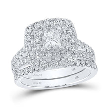 Load image into Gallery viewer, Dazzling Diamond Princess Halo Bridal Wedding Ring Set - 2 Carat Total Weight - Top View