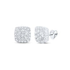Dazzling Diamond Square Cluster Earrings in 10kt White Gold - Splendid Jewellery