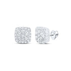 Dazzling Diamond Square Cluster Earrings in 10kt White Gold - Splendid Jewellery