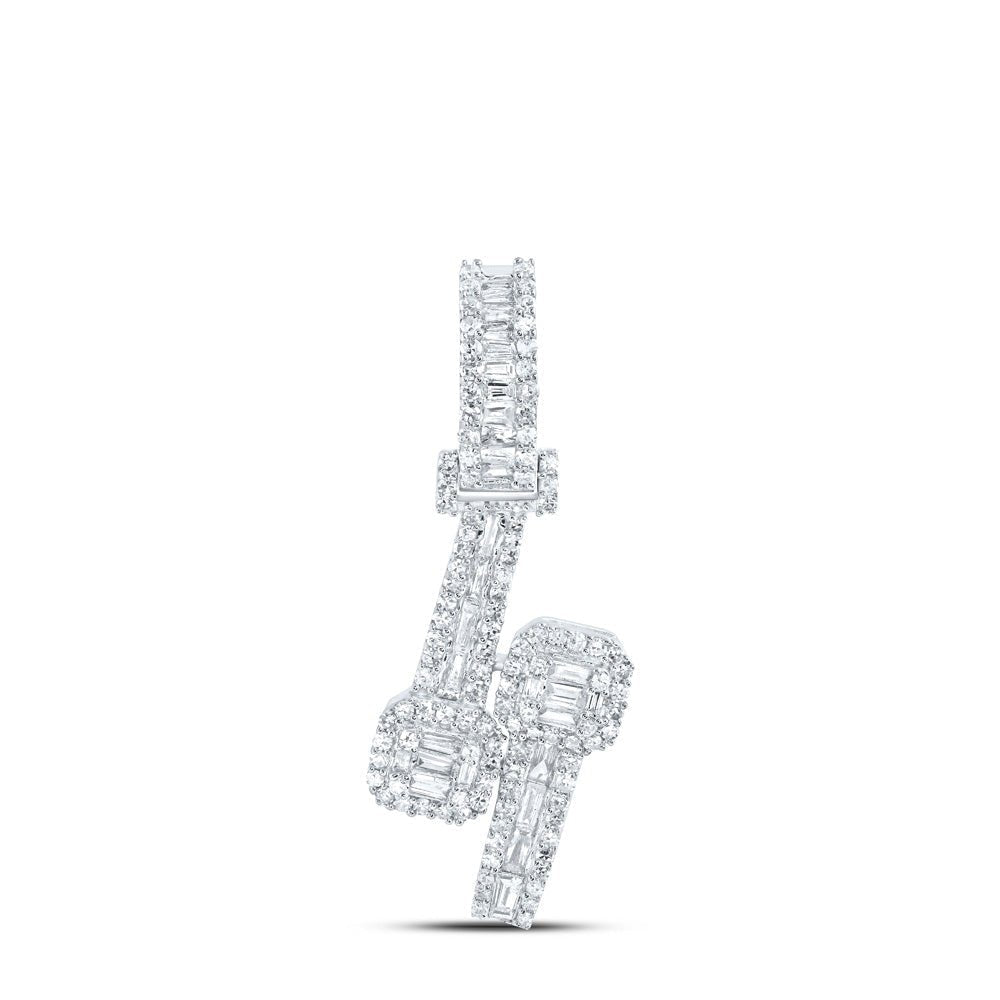 Dazzling Diamond Square Cuff Pendant - 10kt White Gold Womens Round Diamond Fashion Pendant 1 Cttw - Splendid Jewellery