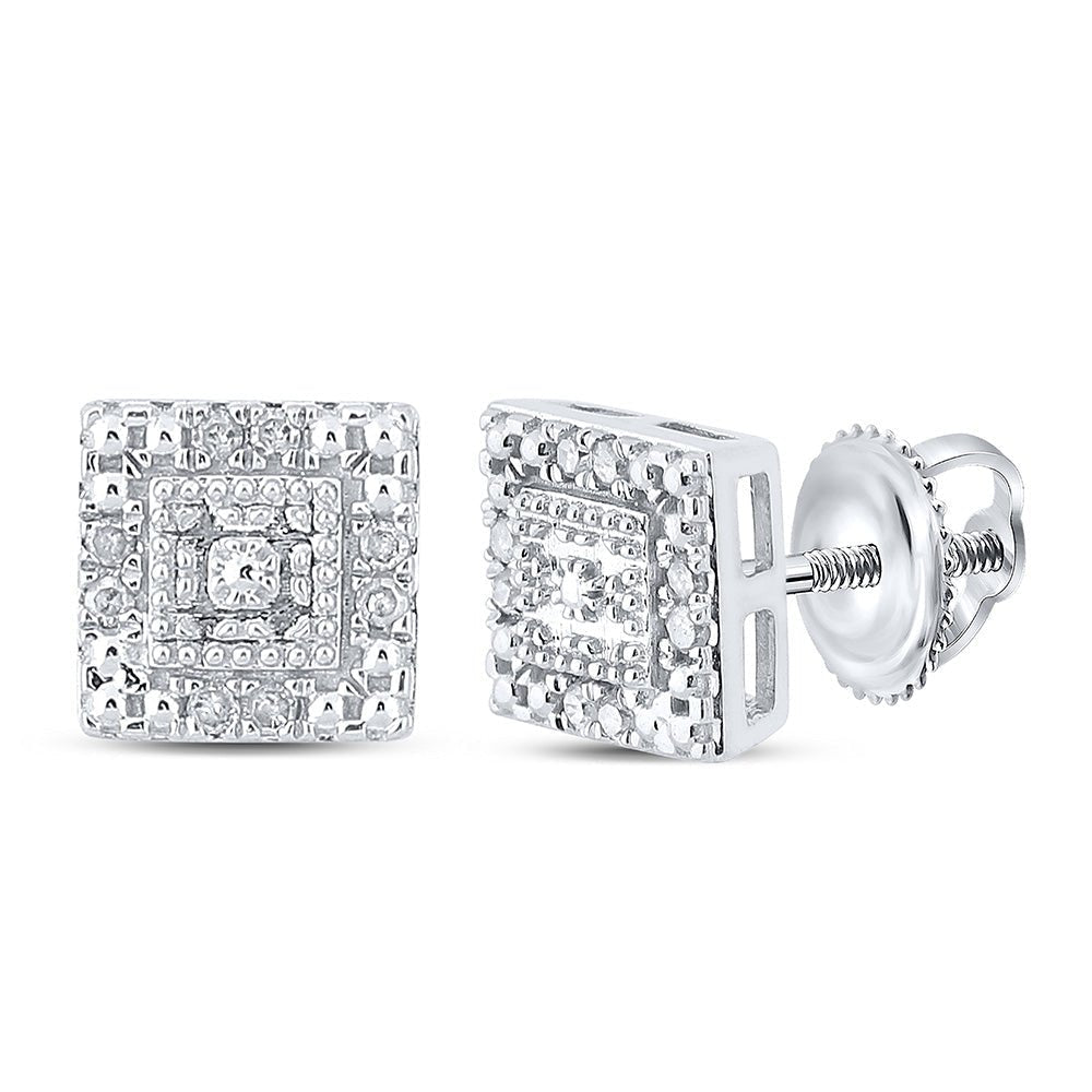 Dazzling Diamond Square Earrings in 10kt White Gold - Splendid Jewellery
