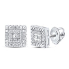Dazzling Diamond Square Earrings in 10kt White Gold - Splendid Jewellery