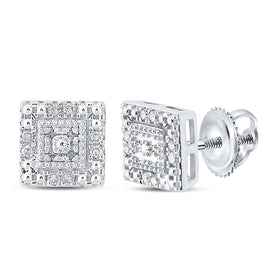 Dazzling Diamond Square Earrings in 10kt White Gold - Splendid Jewellery