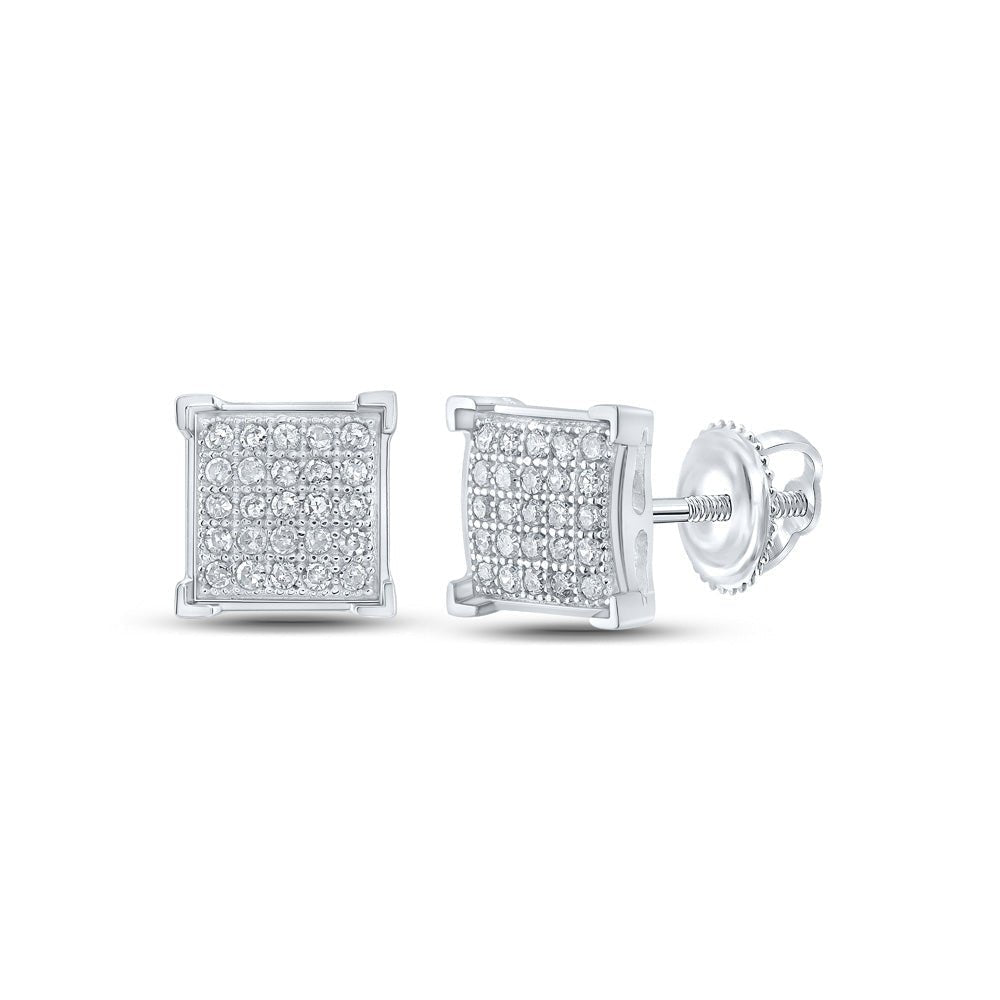 Dazzling Diamond Square Earrings in 10kt White Gold - Splendid Jewellery