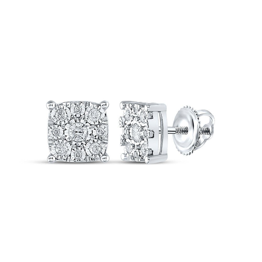 Dazzling Diamond Square Earrings in 10kt White Gold - Splendid Jewellery
