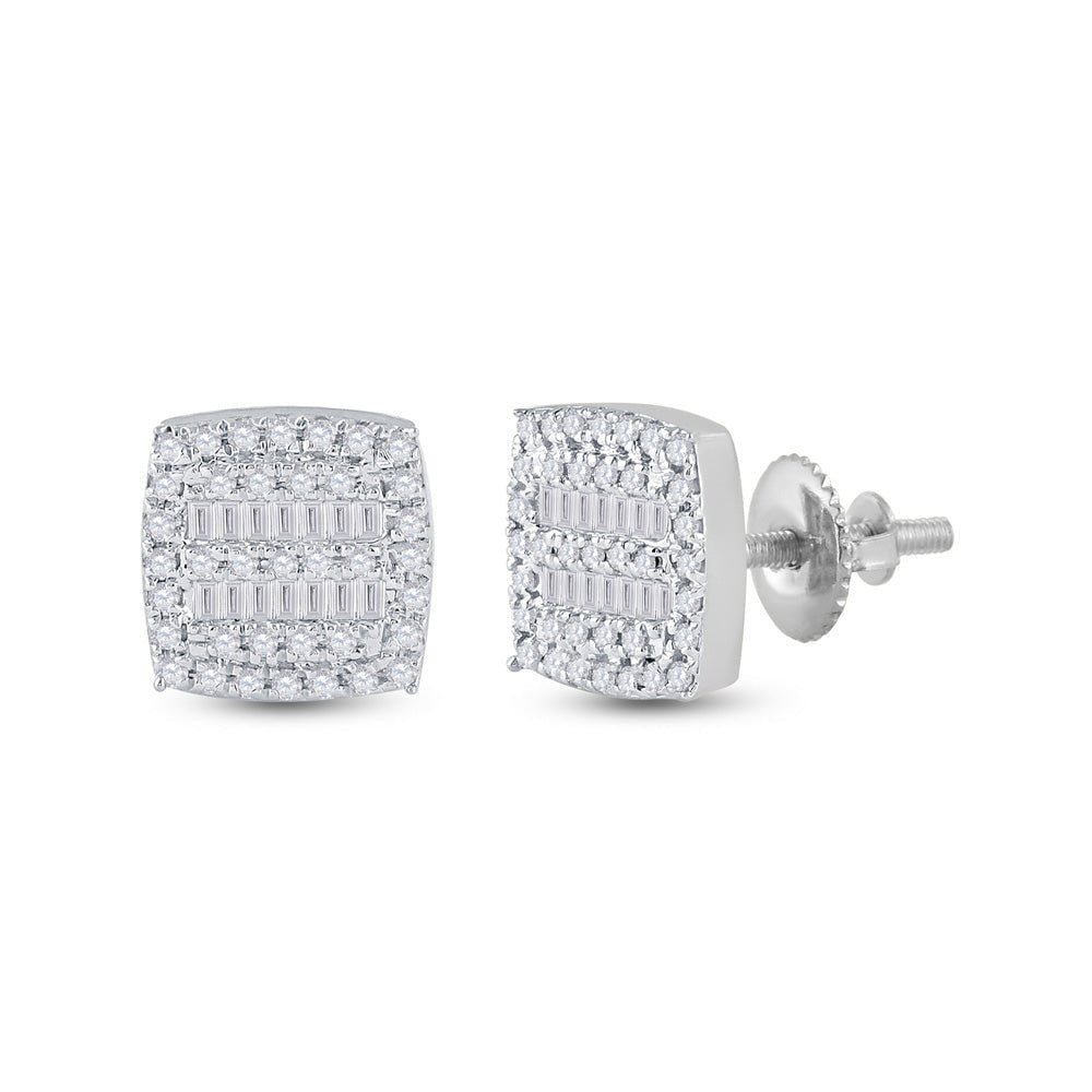 Dazzling Diamond Square Earrings in 10kt White Gold - Splendid Jewellery