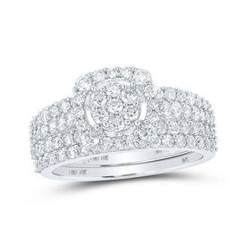 Dazzling Dreams Diamond Halo Bridal Wedding Ring Set - Splendid Jewellery
